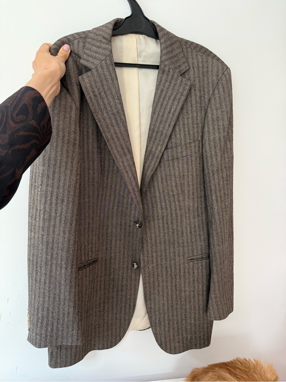 Vintage Boss Brown Taupe Pinstripe Blazer